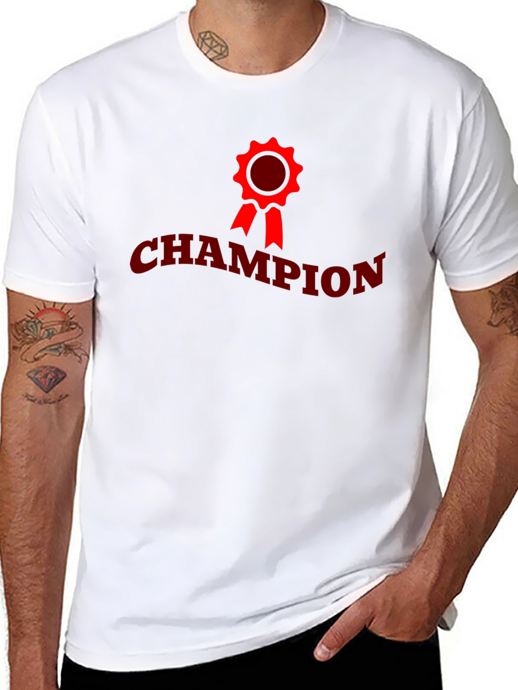 Champion Graphic Tee - Black Crew Neck