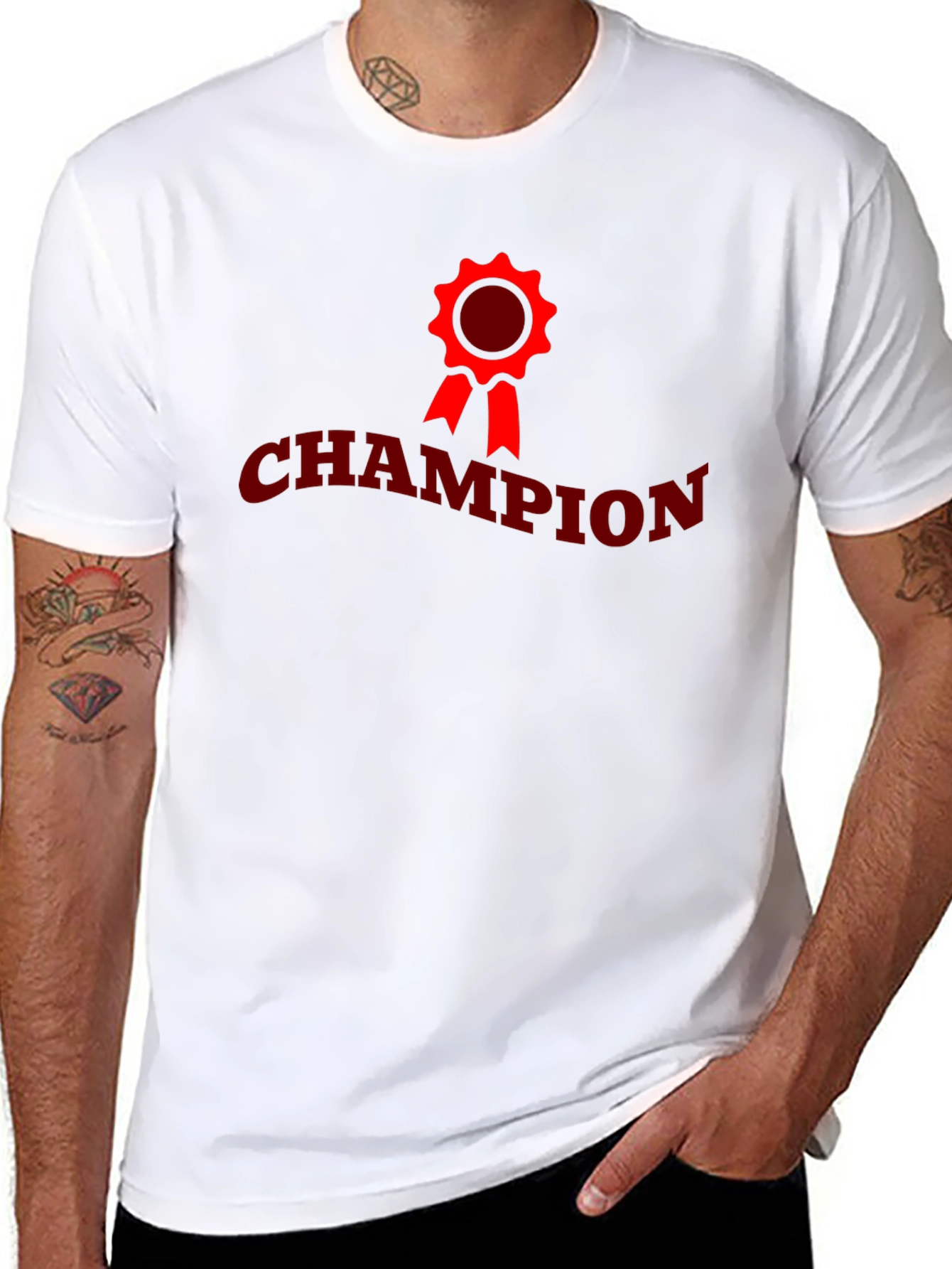 Champion Graphic Tee - Black Crew Neck