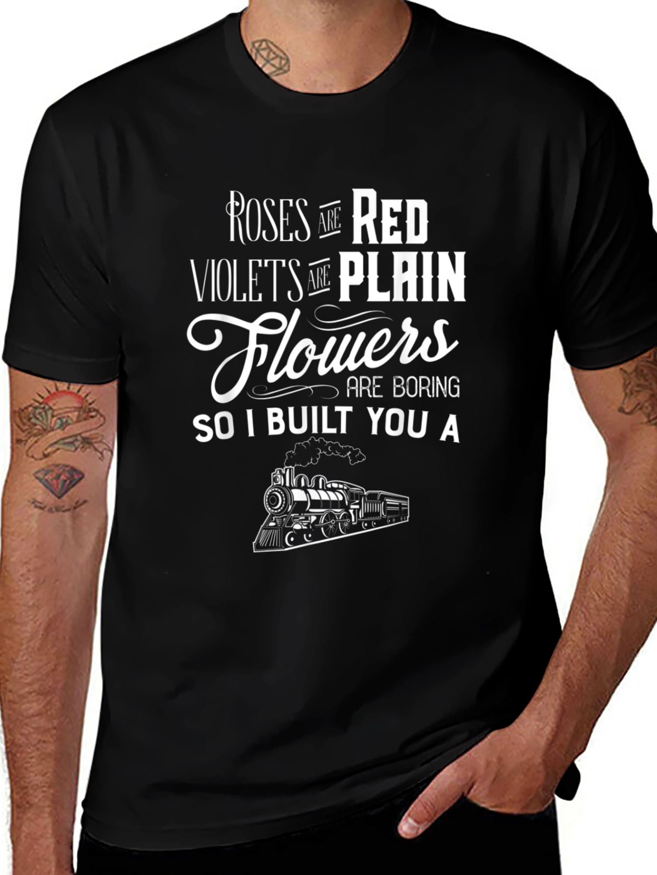 Roses are Red Train Graphic Tee - Black