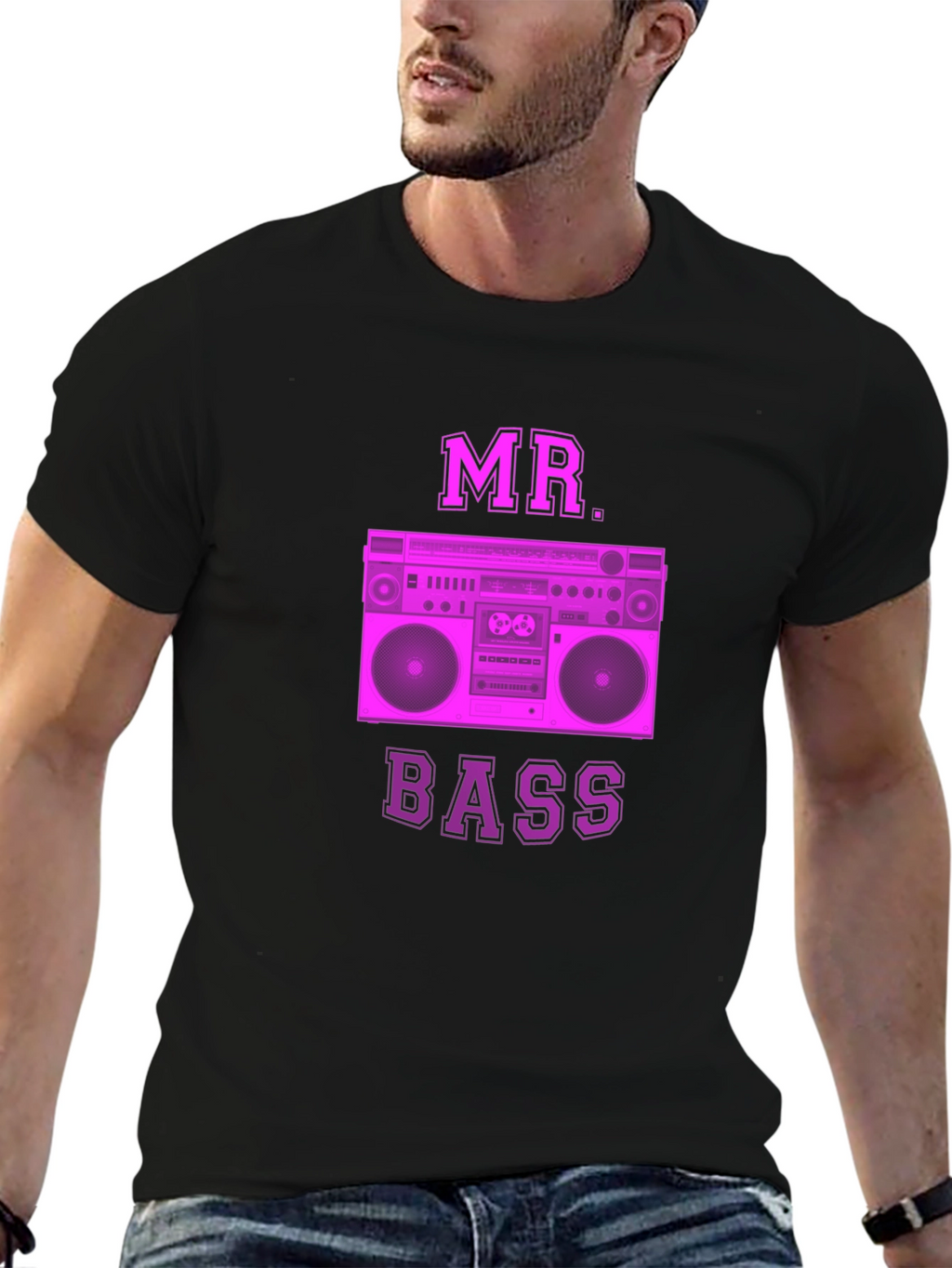 MR. BASS Retro Boombox Graphic Tee - Classic Style