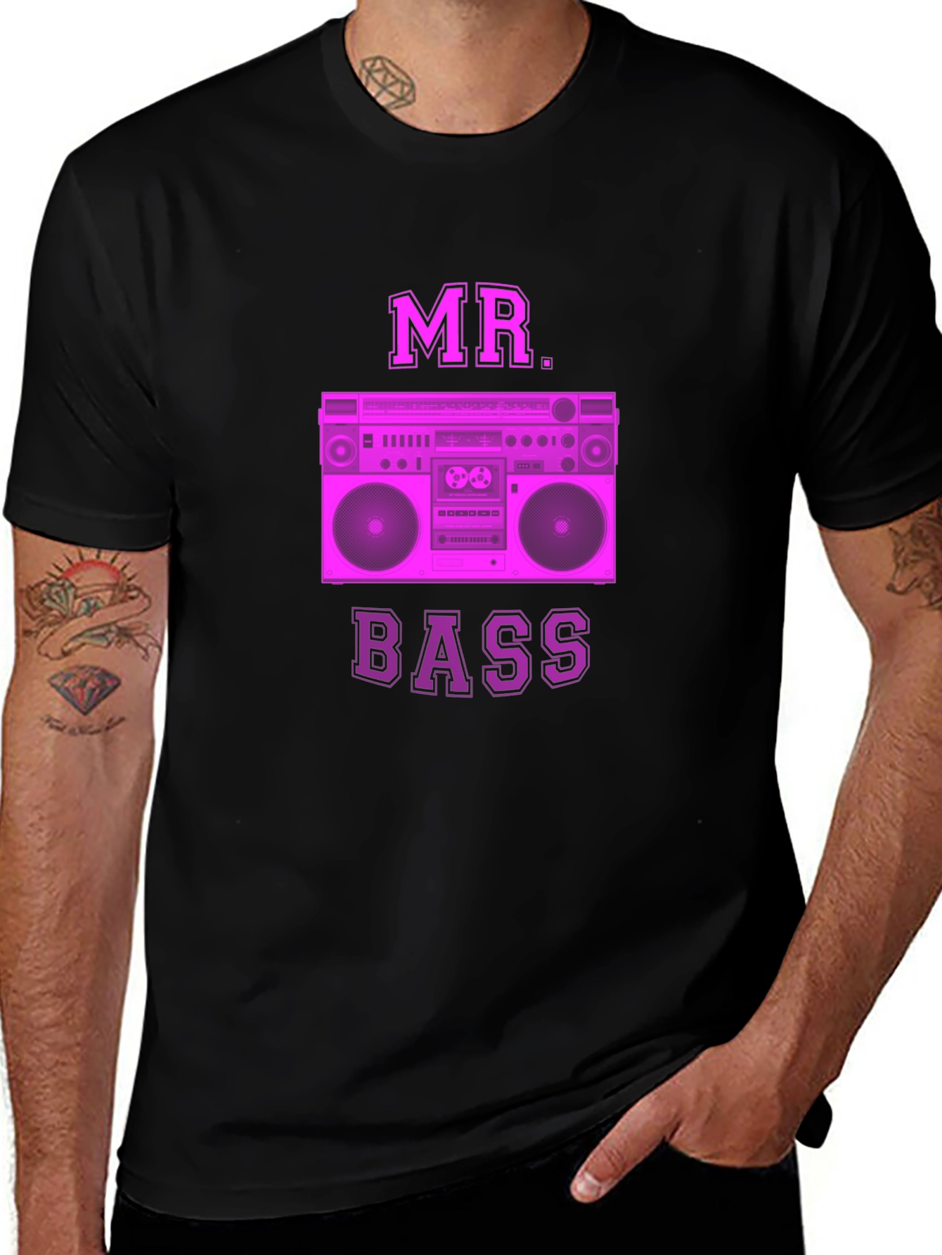 MR. BASS Retro Boombox Graphic Tee - Classic Style