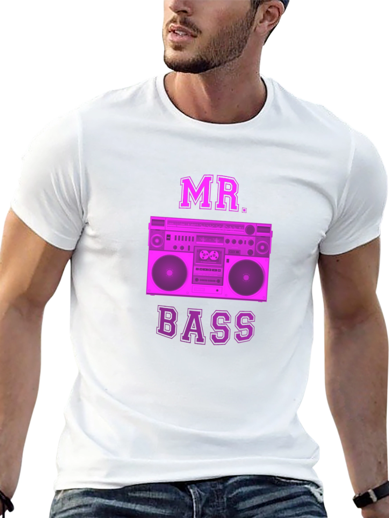 MR. BASS Retro Boombox Graphic Tee - Classic Style