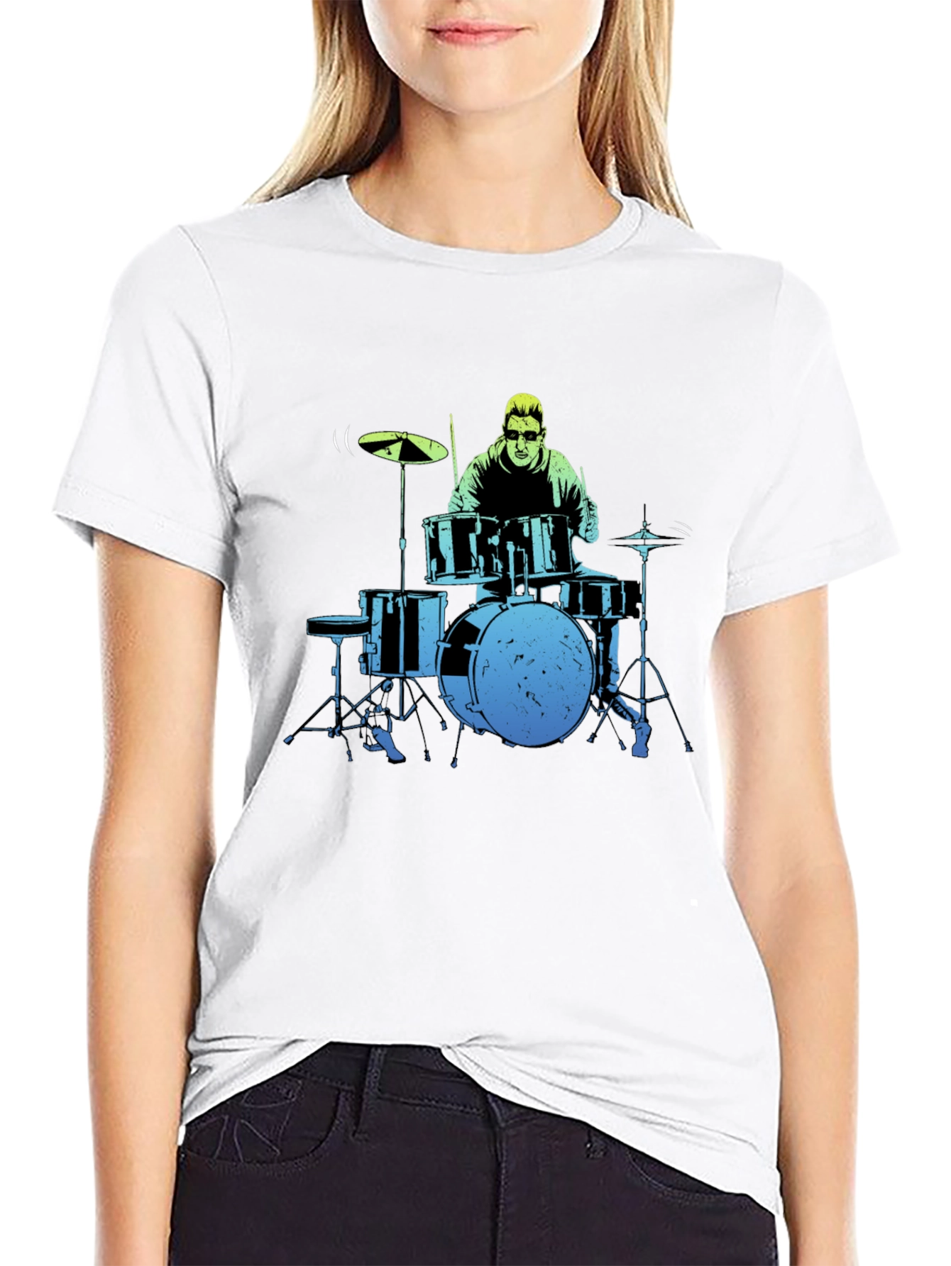 Drummer Graphic Tee - Black Cotton T-Shirt