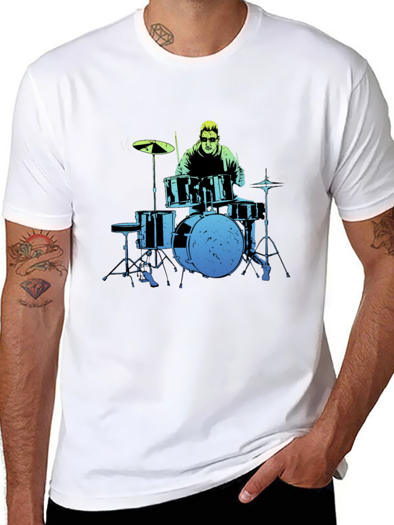Drummer Graphic Tee - Black Cotton T-Shirt