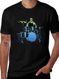 Drummer Graphic Tee - Black Cotton T-Shirt