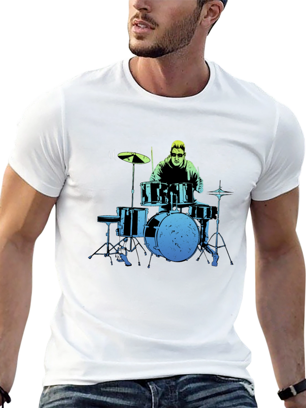 Drummer Graphic Tee - Black Cotton T-Shirt