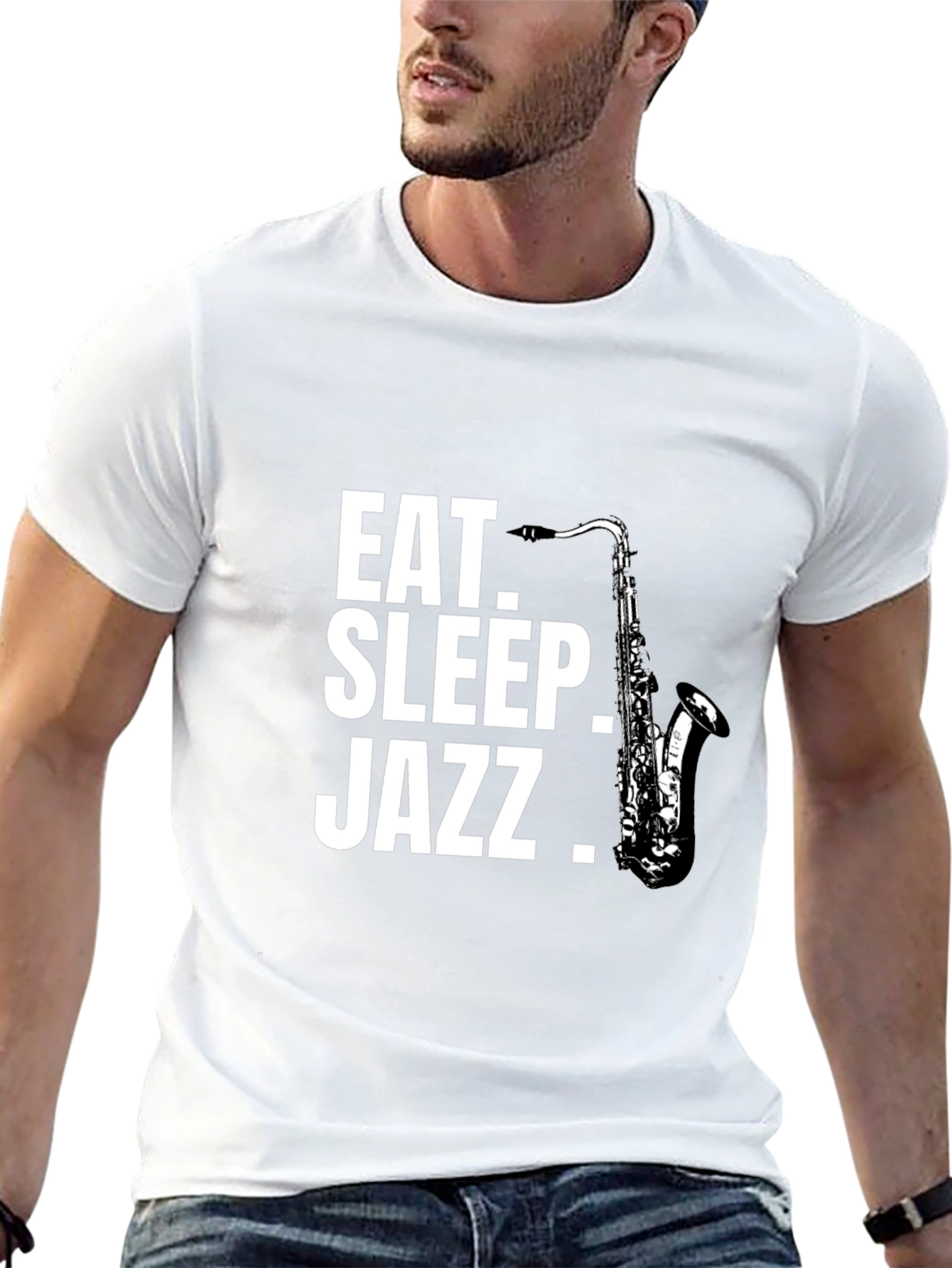 Eat Sleep Jazz Saxophone Black Graphic T-Shirt