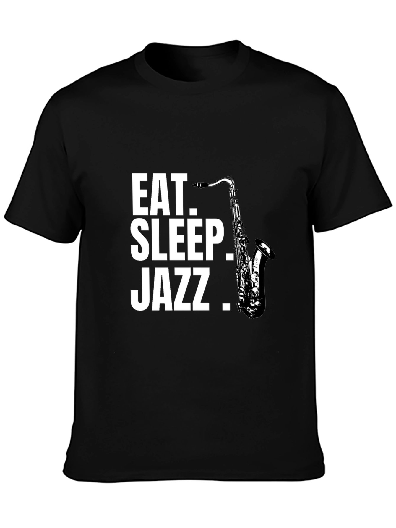 Eat Sleep Jazz Saxophone Black Graphic T-Shirt