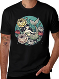 Mermaid Floral Graphic Tee - Soft Cotton Blend