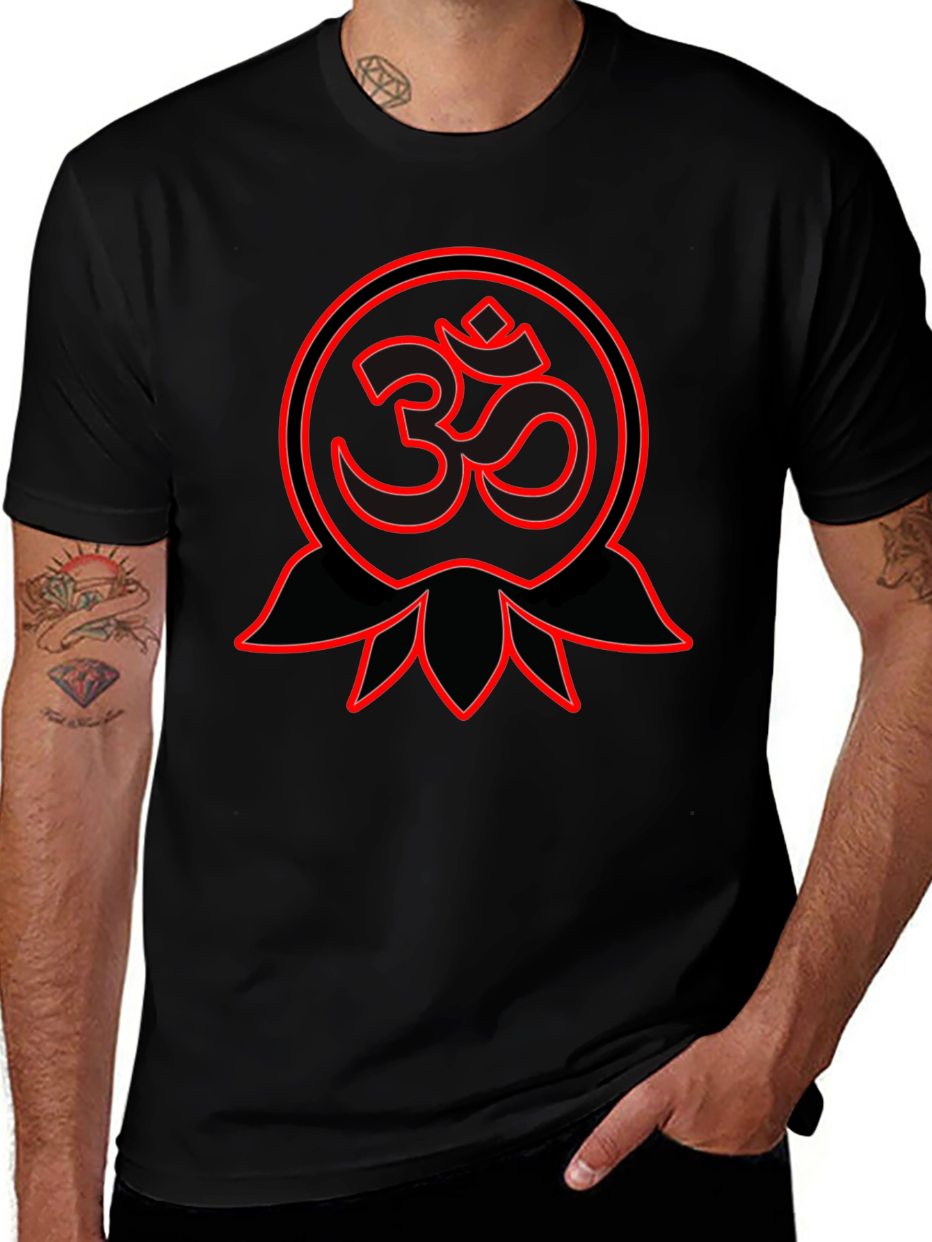 Om Symbol Graphic Tee - Spiritual Black T-Shirt