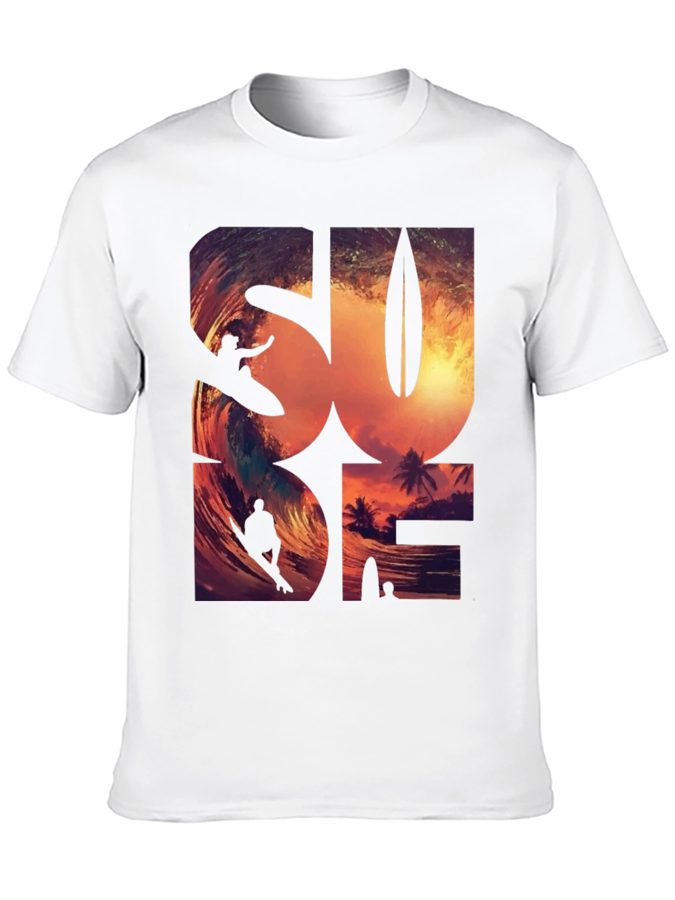 Sunset Surfer Graphic Tee - Black