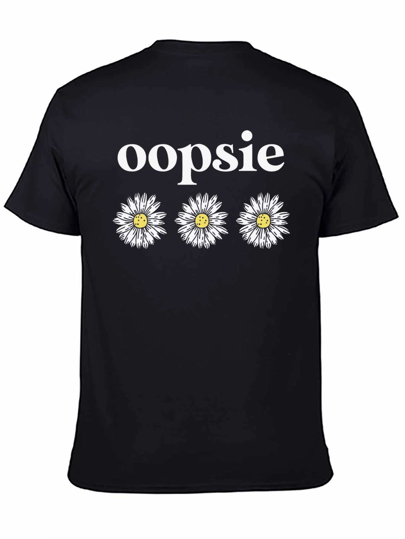 Oopsie Daisy T-Shirt - Black Cotton Blend Tee
