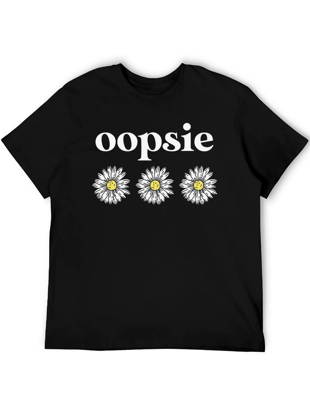 Oopsie Daisy T-Shirt - Black Cotton Blend Tee