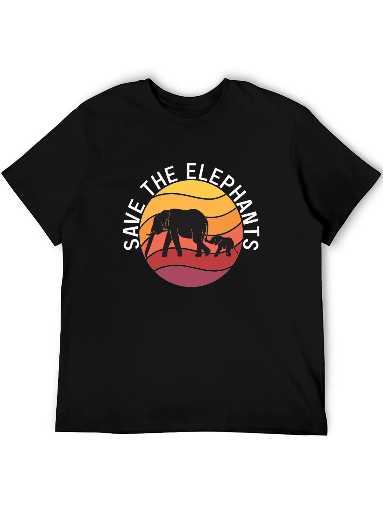 Save the Elephants Graphic Tee - Black Cotton Shirt