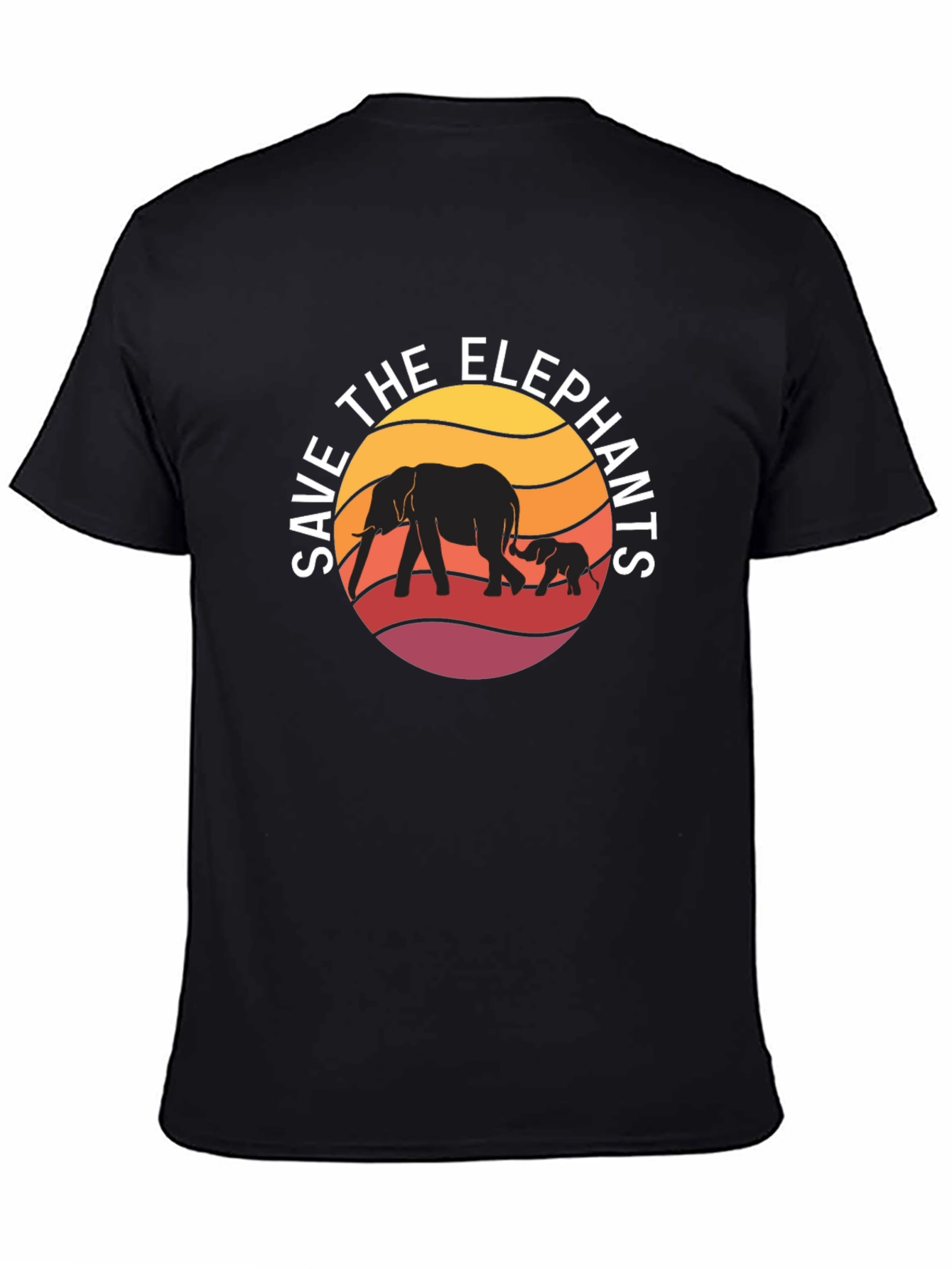 Save the Elephants Graphic Tee - Black Cotton Shirt