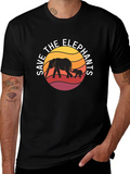 Save the Elephants Graphic Tee - Black Cotton Shirt