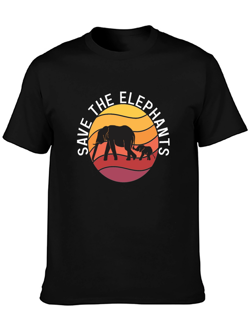 Save the Elephants Graphic Tee - Black Cotton Shirt