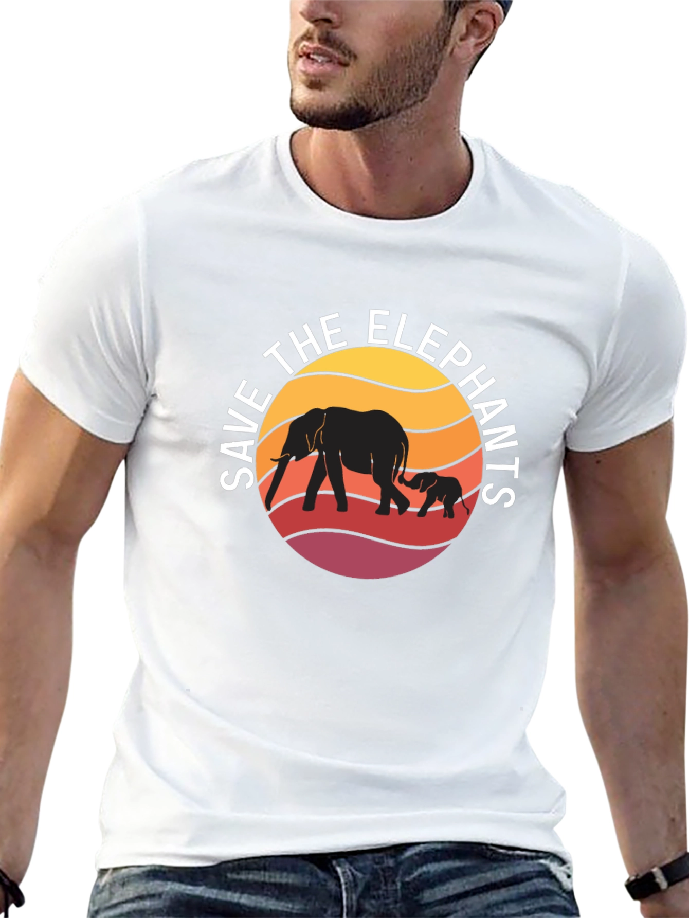 Save the Elephants Graphic Tee - Black Cotton Shirt