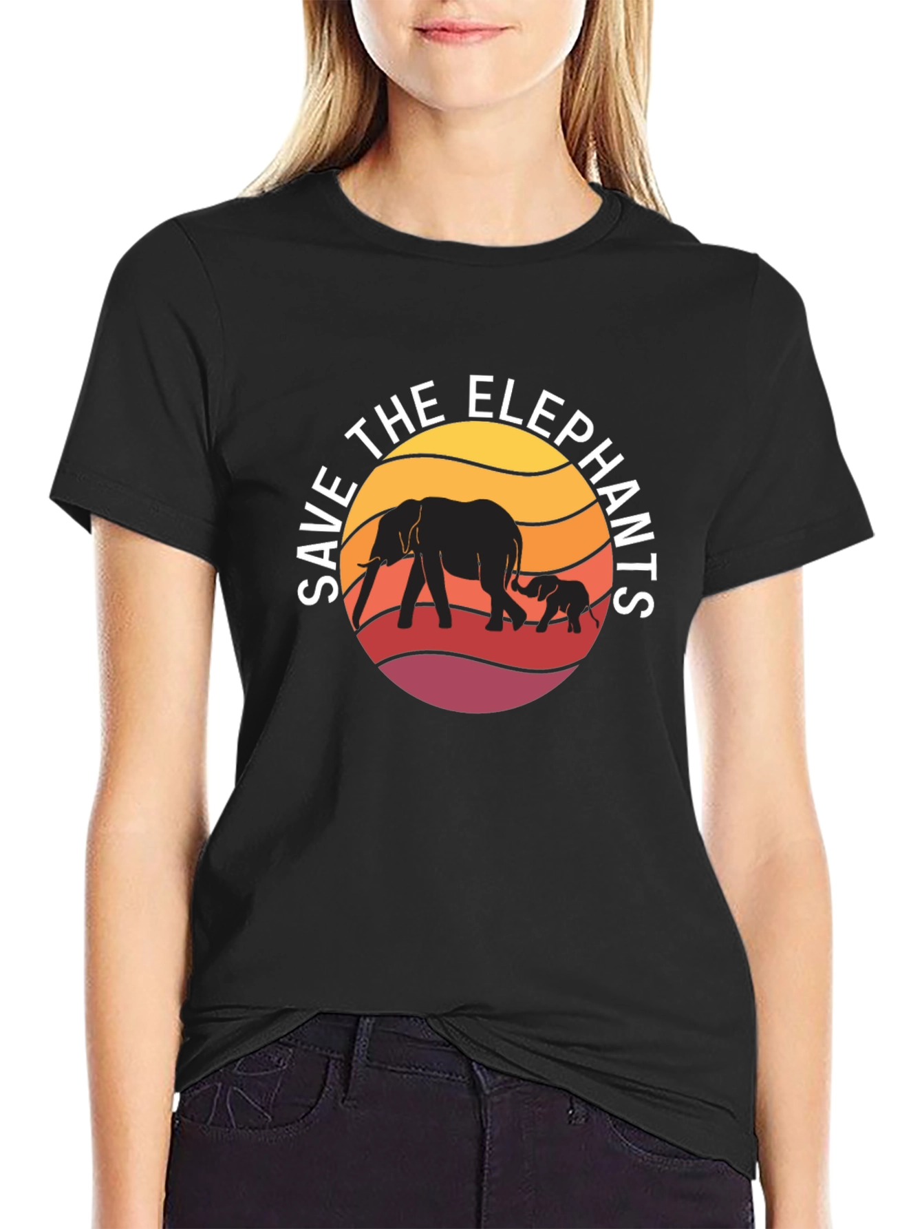 Save the Elephants Graphic Tee - Black Cotton Shirt