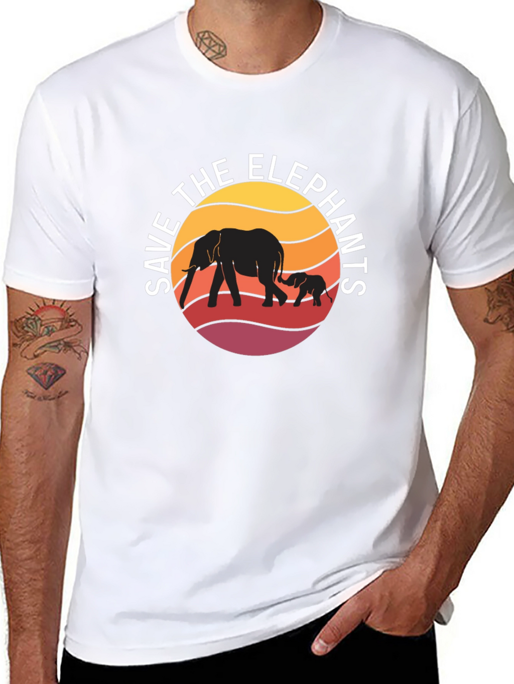 Save the Elephants Graphic Tee - Black Cotton Shirt