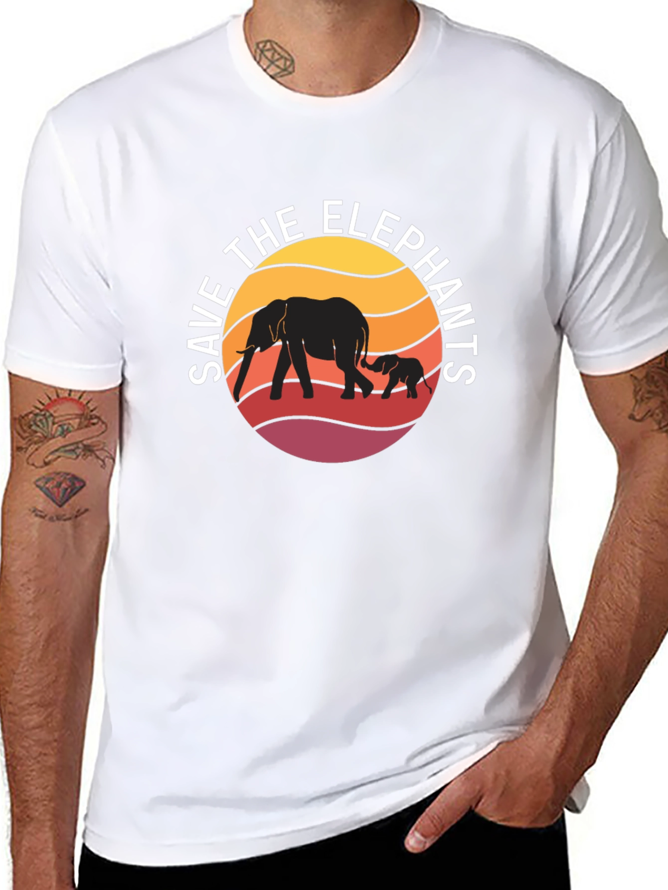 Save the Elephants Graphic Tee - Black Cotton Shirt