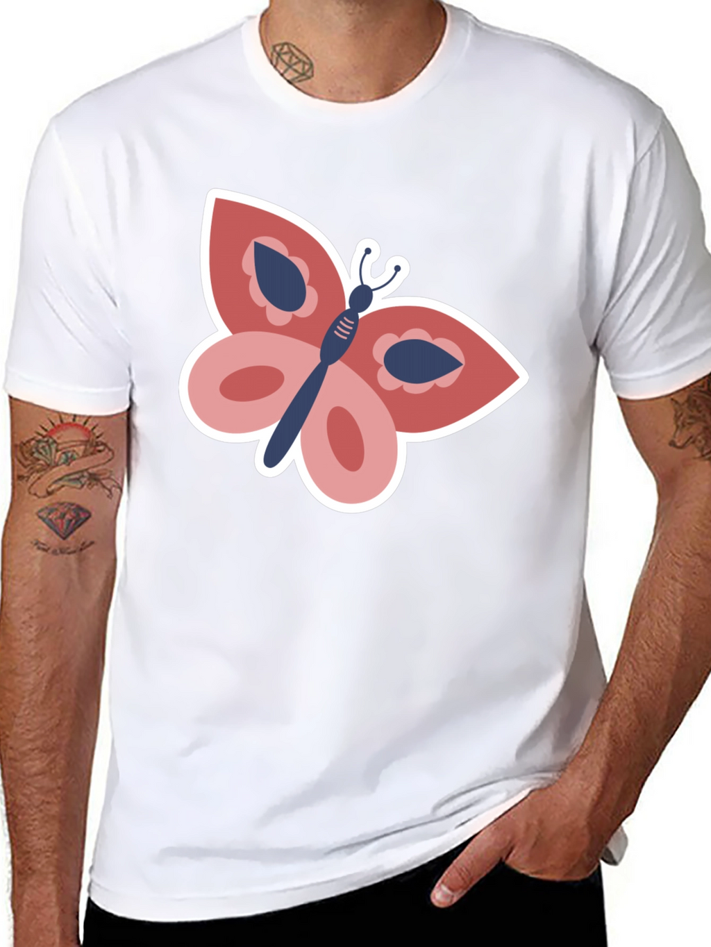 Butterfly Graphic Tee - Stylish Black T-Shirt