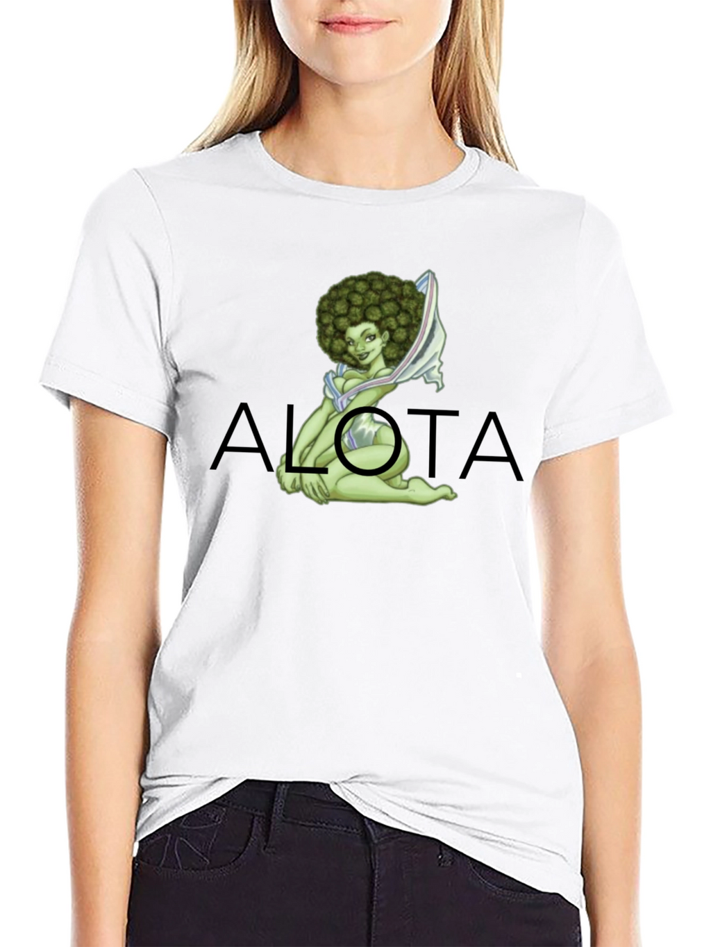 Novelty Alota T-Shirt - Marijuana Bud Afro Girl