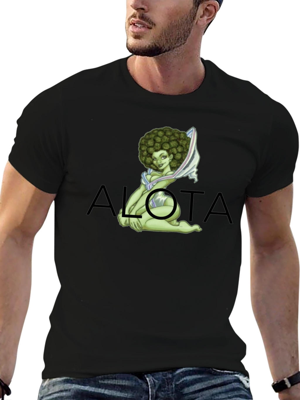 Novelty Alota T-Shirt - Marijuana Bud Afro Girl