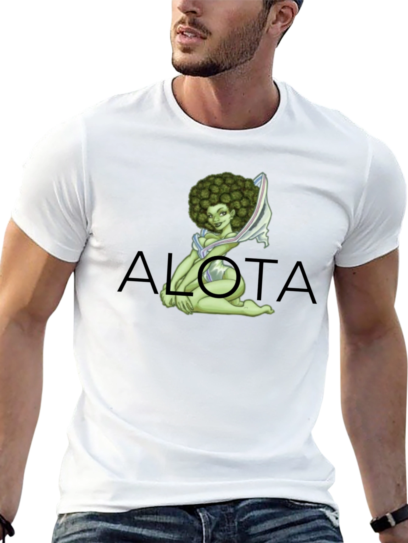 Novelty Alota T-Shirt - Marijuana Bud Afro Girl