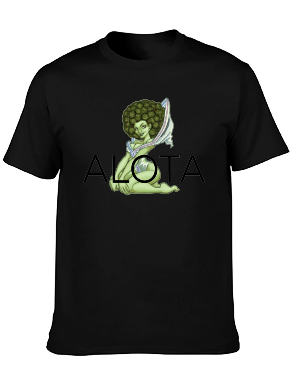 Novelty Alota T-Shirt - Marijuana Bud Afro Girl