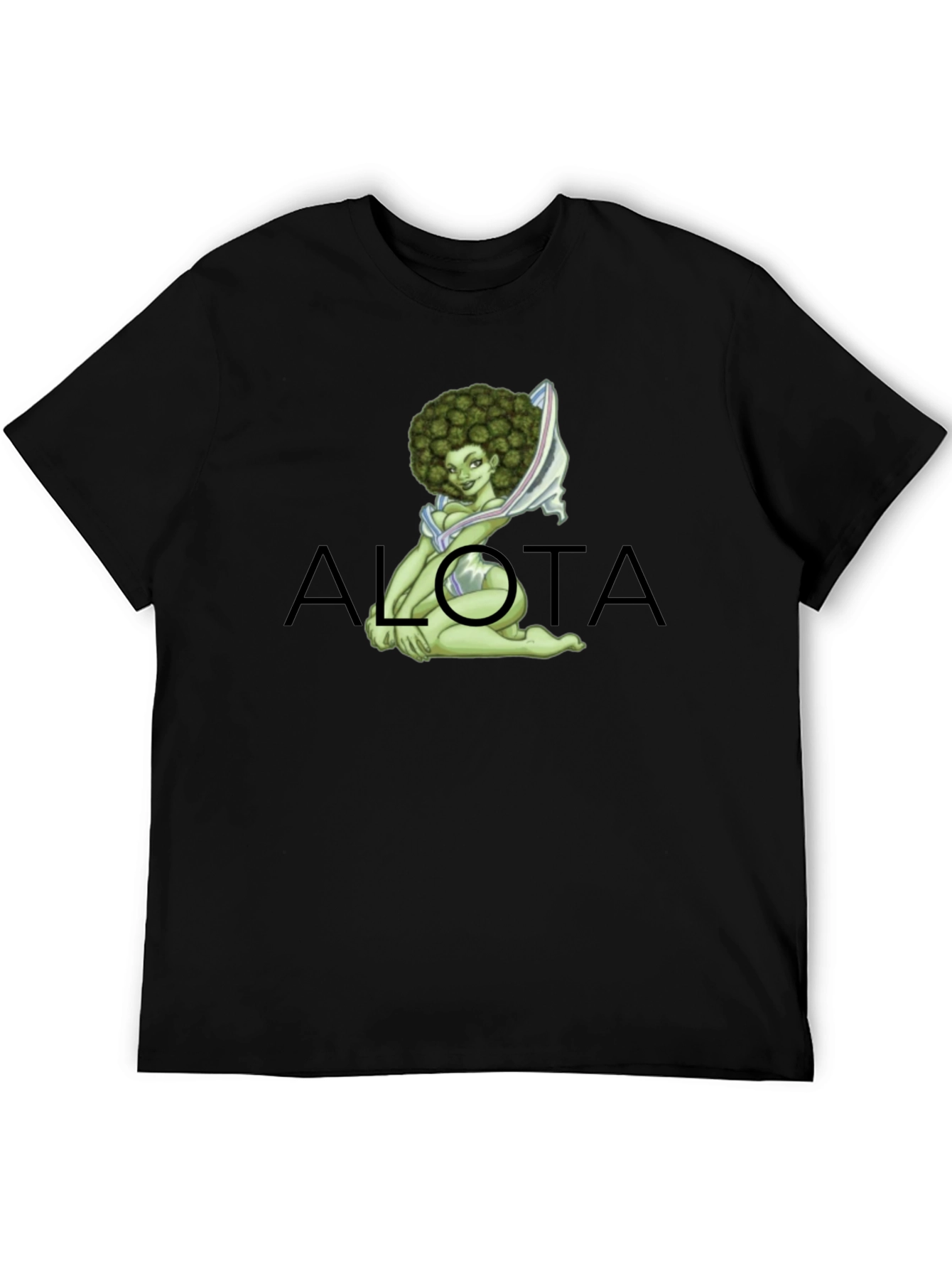 Novelty Alota T-Shirt - Marijuana Bud Afro Girl