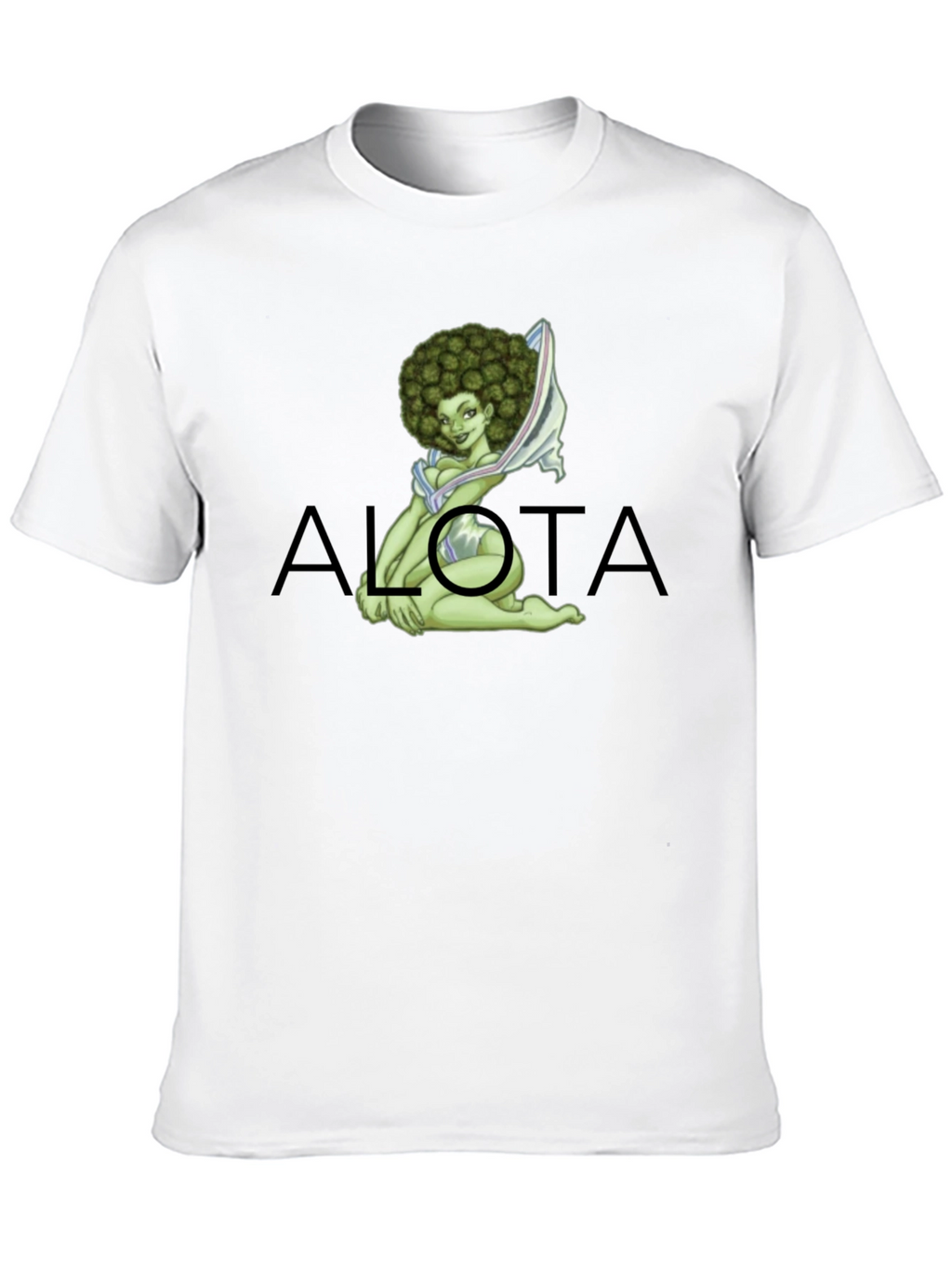 Novelty Alota T-Shirt - Marijuana Bud Afro Girl