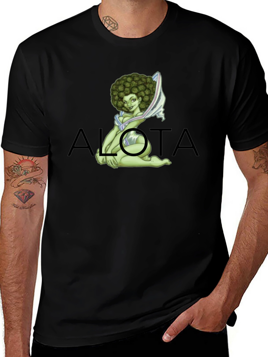 Novelty Alota T-Shirt - Marijuana Bud Afro Girl