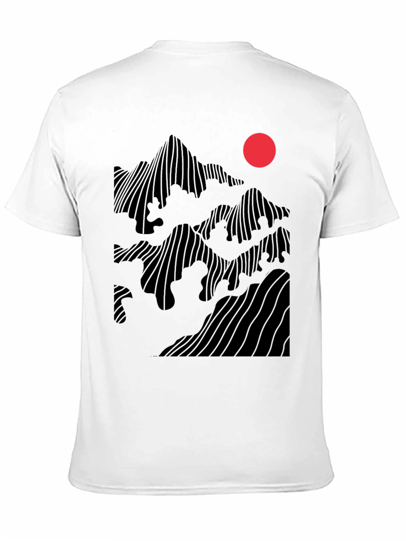 Abstract Mountain Sunset Graphic Tee - Black