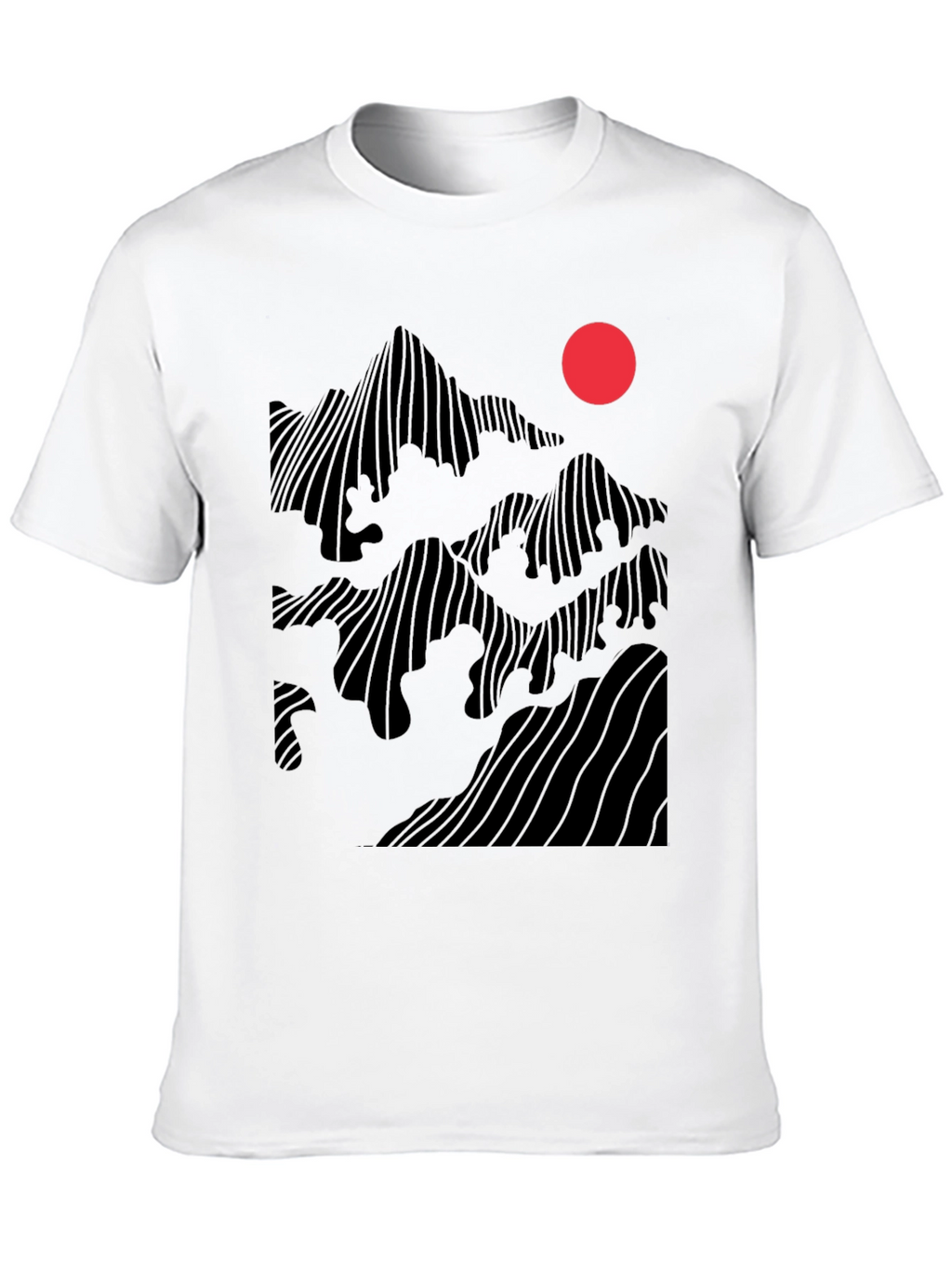 Abstract Mountain Sunset Graphic Tee - Black
