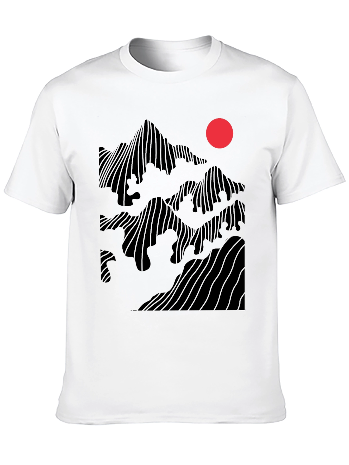 Abstract Mountain Sunset Graphic Tee - Black