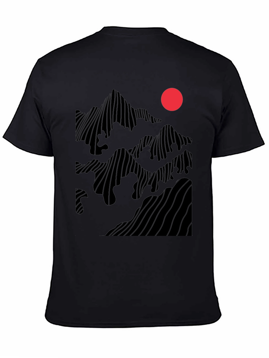Abstract Mountain Sunset Graphic Tee - Black