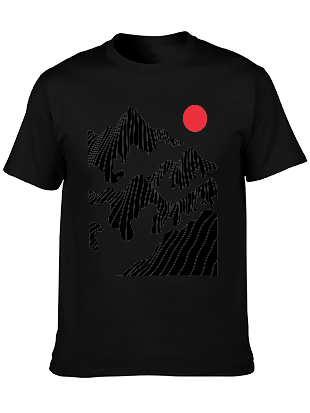 Abstract Mountain Sunset Graphic Tee - Black