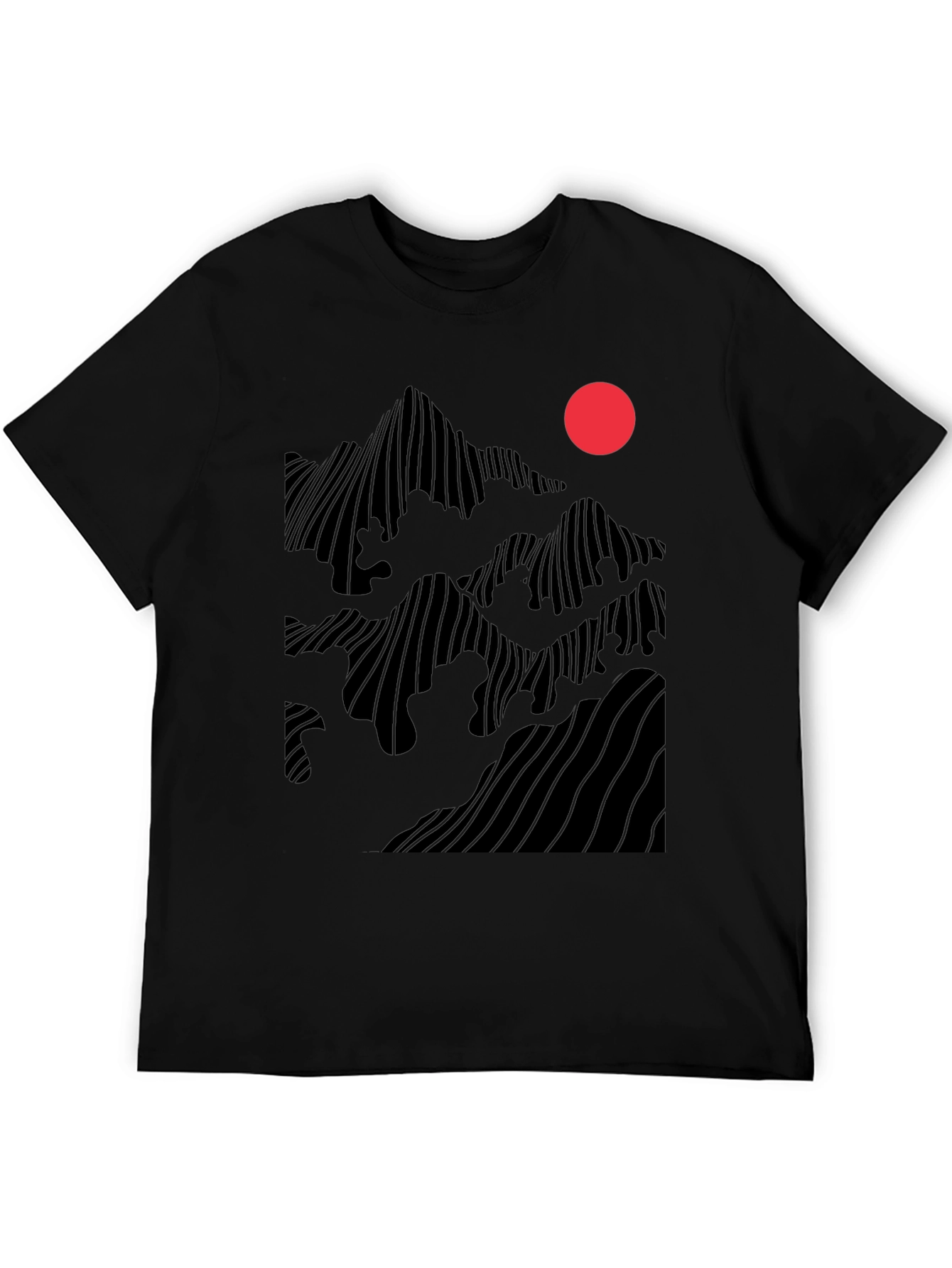 Abstract Mountain Sunset Graphic Tee - Black