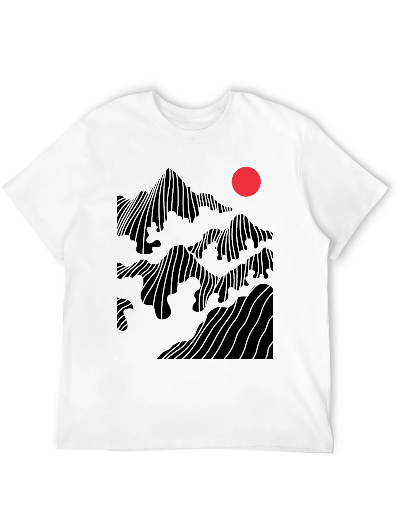 Abstract Mountain Sunset Graphic Tee - Black