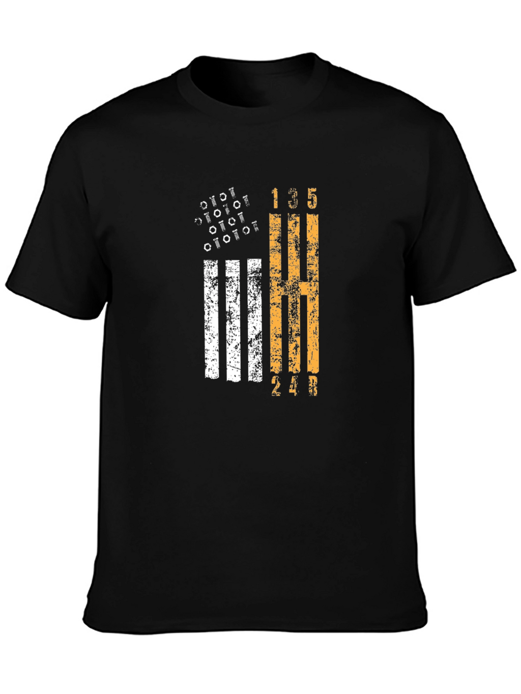 Manual Transmission Flag Graphic Tee - Black Cotton