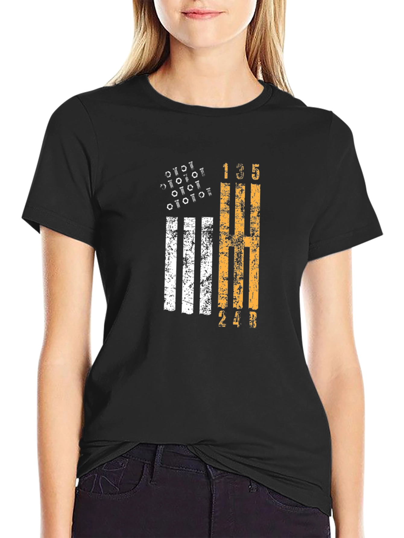 Manual Transmission Flag Graphic Tee - Black Cotton