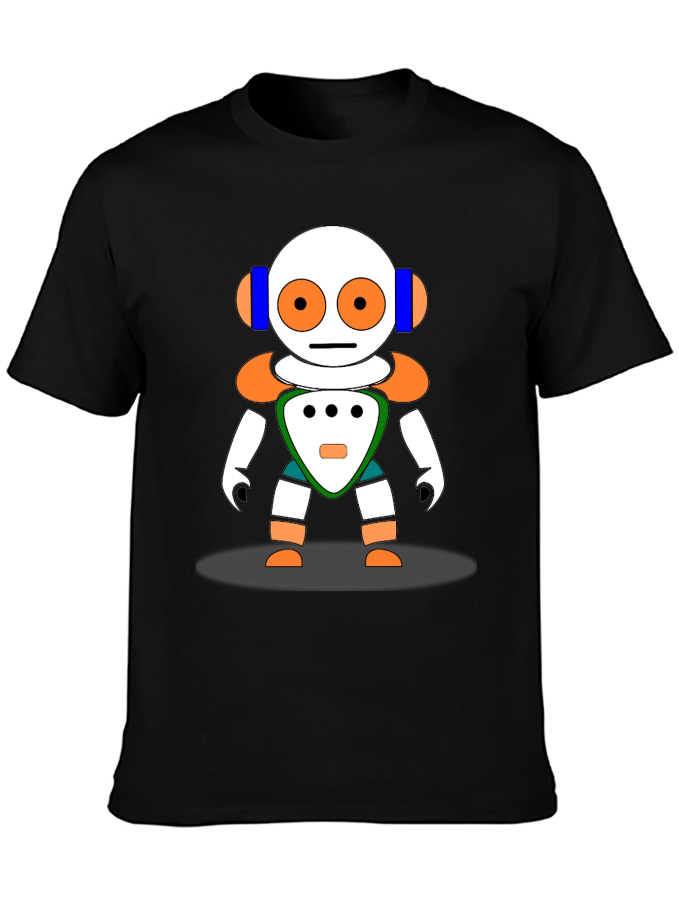 Fun Robot Graphic Tee - Black Cotton Blend