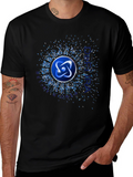 Atom Symbol Graphic Print Black T-Shirt