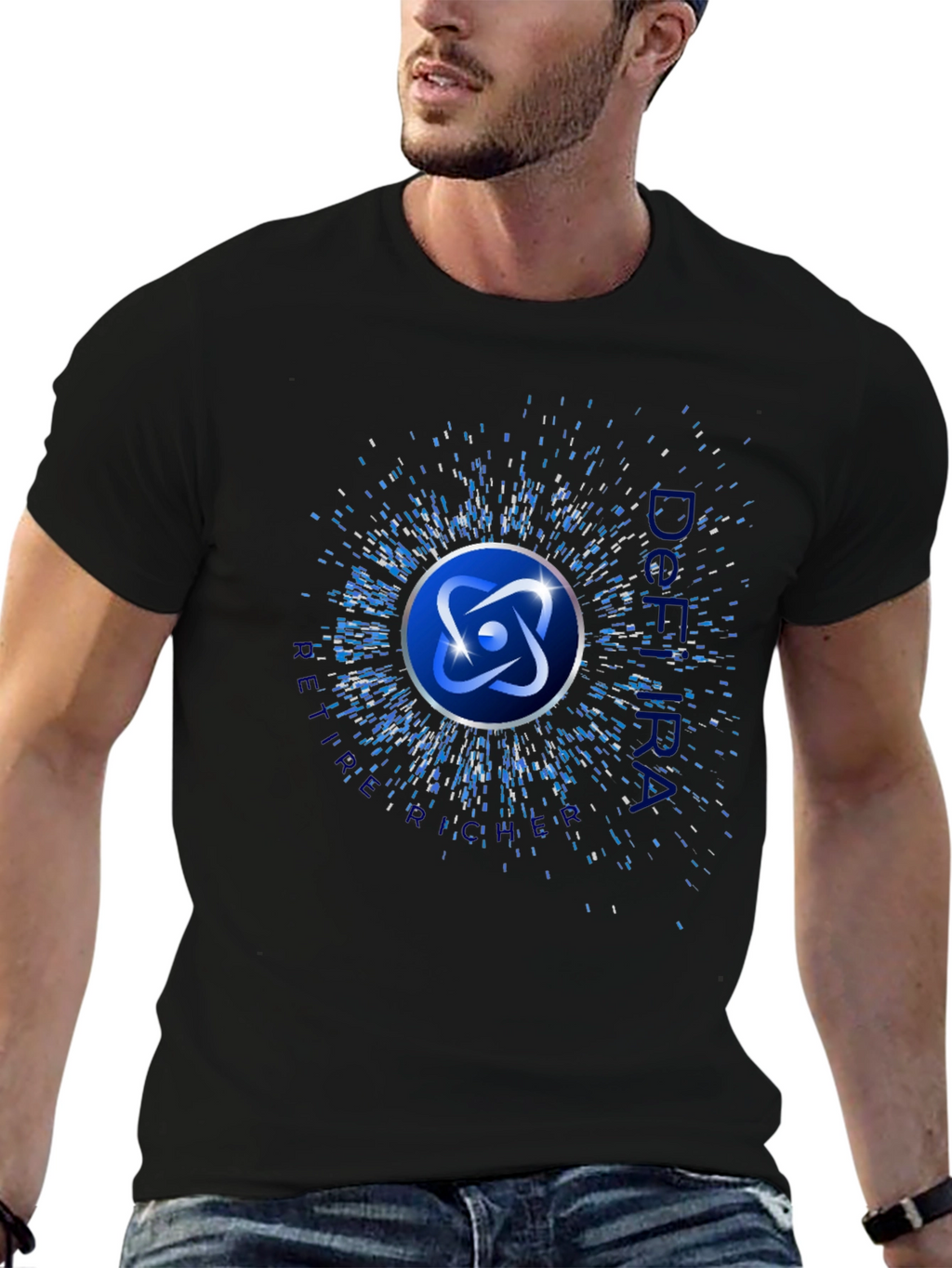 Atom Symbol Graphic Print Black T-Shirt