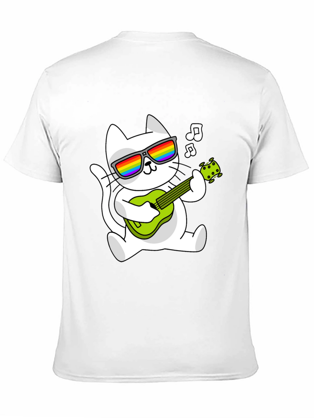Cool Cat Guitarist Graphic Tee - Black