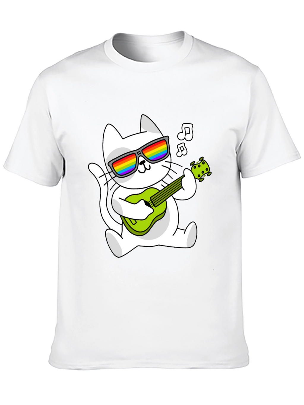 Cool Cat Guitarist Graphic Tee - Black