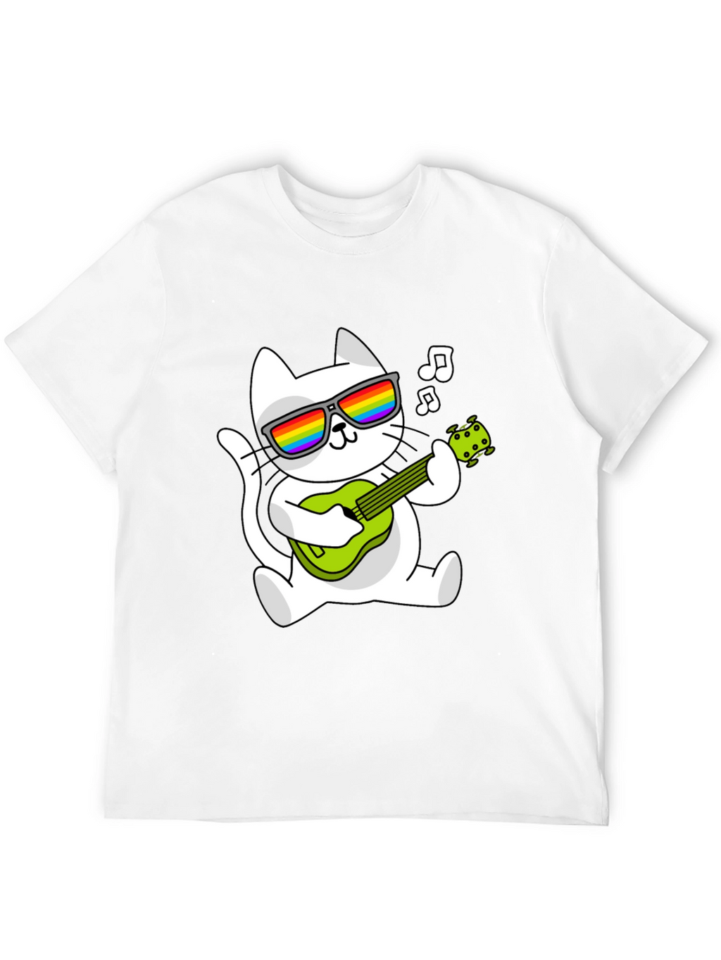 Cool Cat Guitarist Graphic Tee - Black