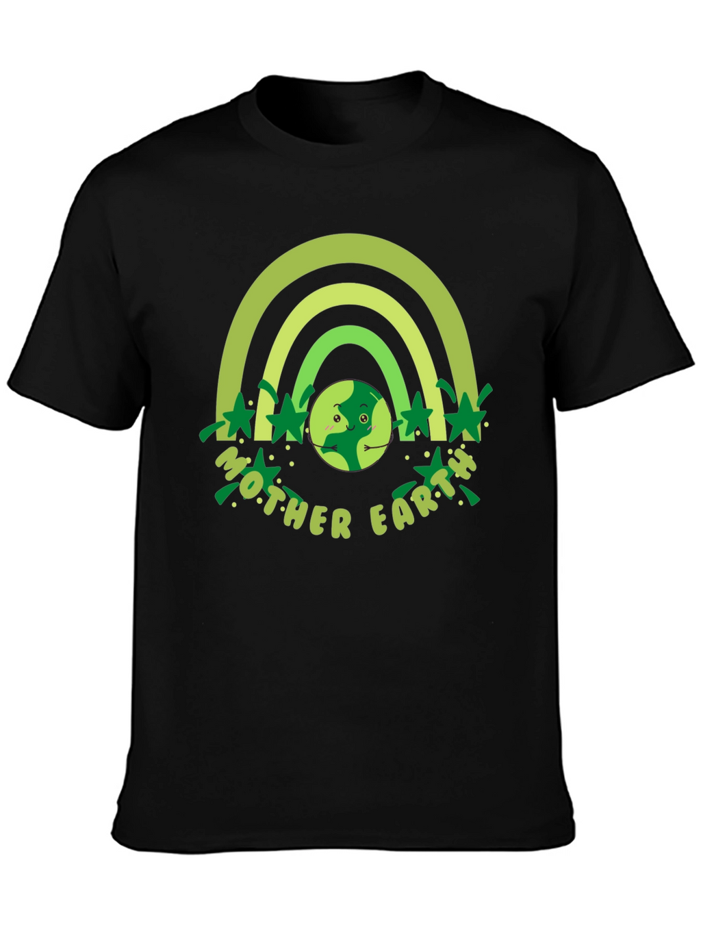 Mother Earth Graphic T-Shirt - Green Rainbow Design