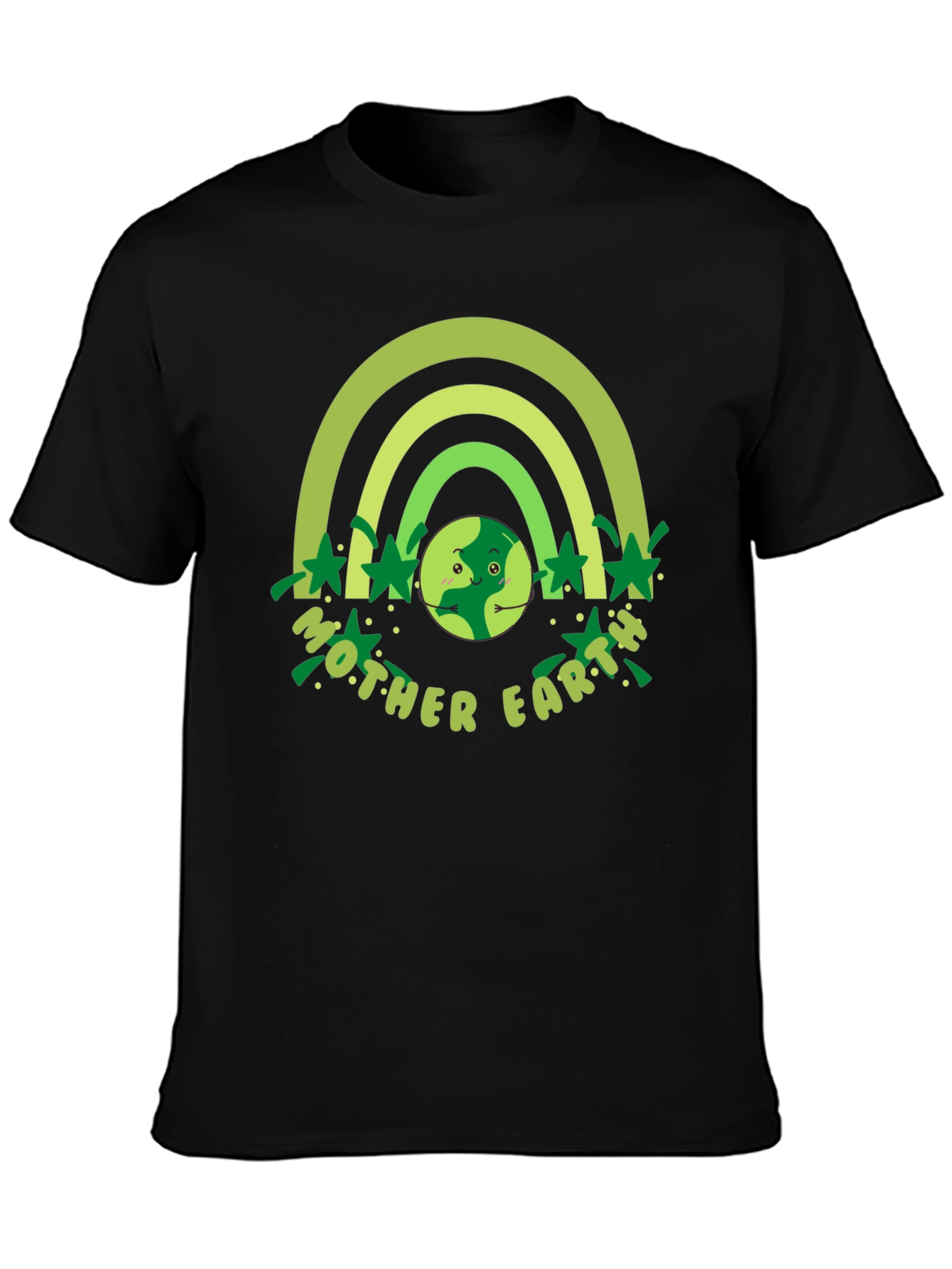 Mother Earth Graphic T-Shirt - Green Rainbow Design